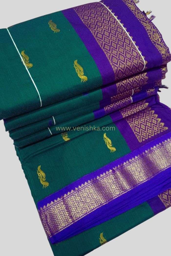 Kalyani Cotton Saree - Sandalwood with Pink