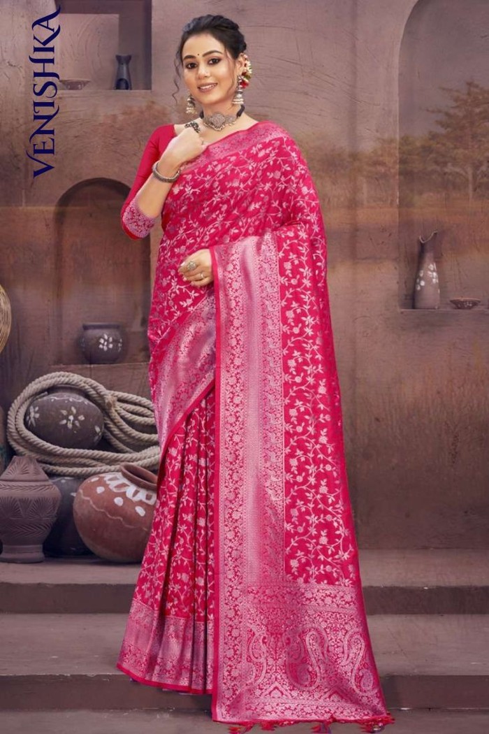 BANARASI SILK SAREESPARTY WEARPINK