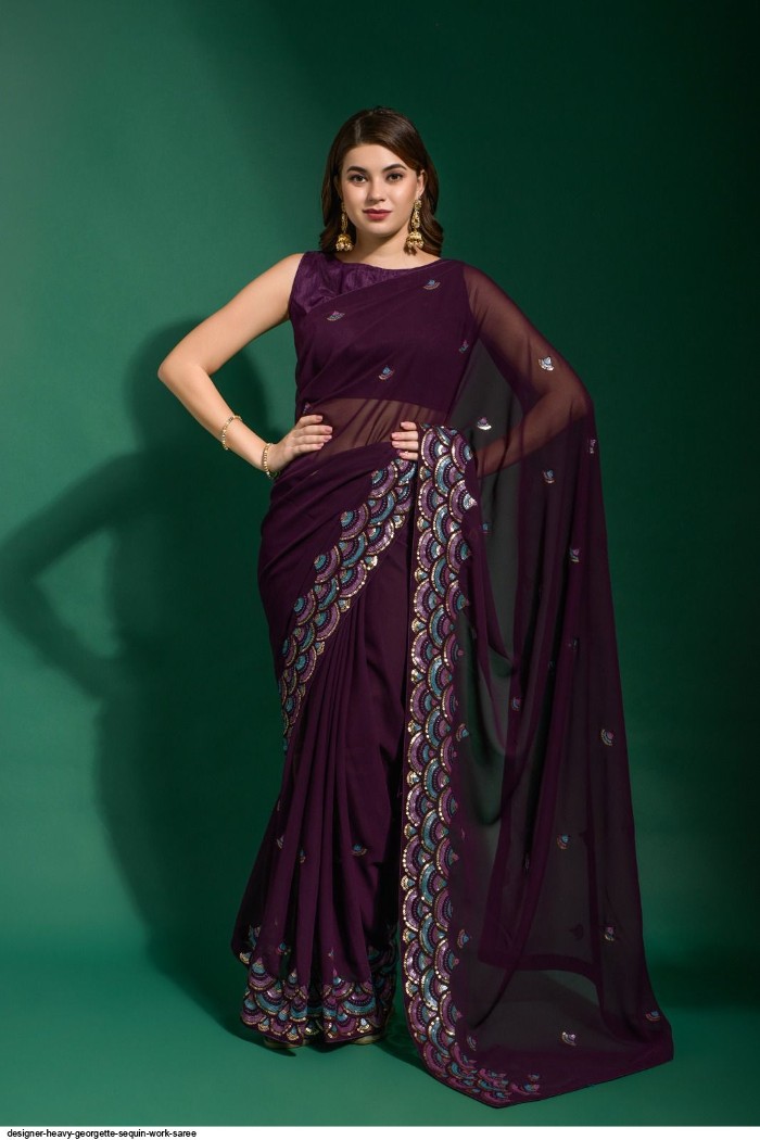 Sarees Elegant Saree with Intricate Sequin Work Venishka
