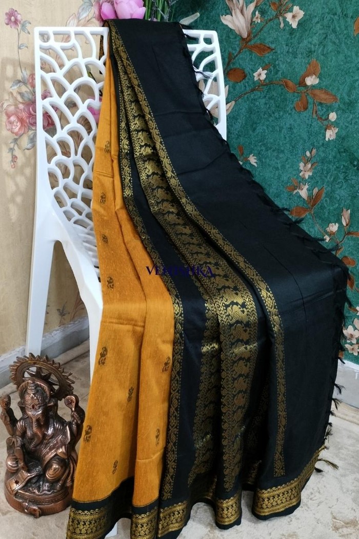Kalyani Cotton Saree : Slate Grey x Magenta