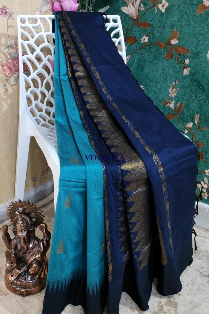 Kalyani Cotton Saree (checkered) - Gold Zari : Blush x Magenta x Red