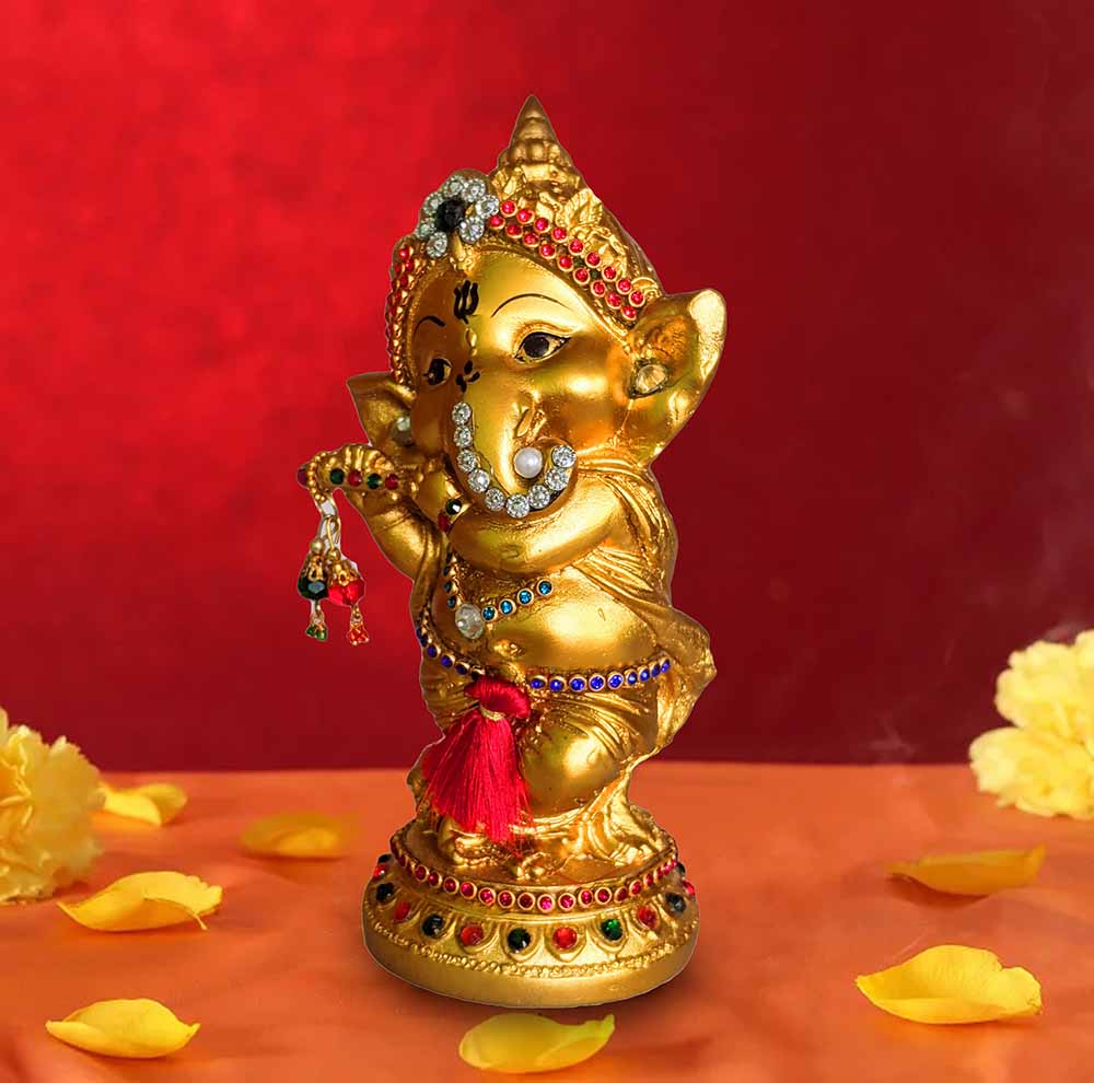 Buy Lord Ganesha Idol Playing Bansuri Online| Call 8884243583 ...