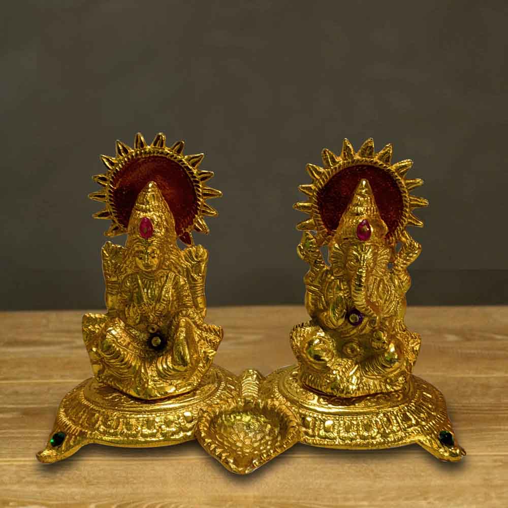 Buy Lakshmi Ganesha Figurine with Deepak Online | Call 8884243583 ...