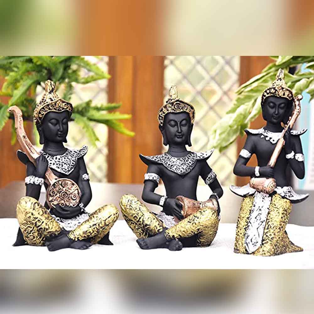 Resin & Marble Buddha Idols Playing Musical Instrument Online Call