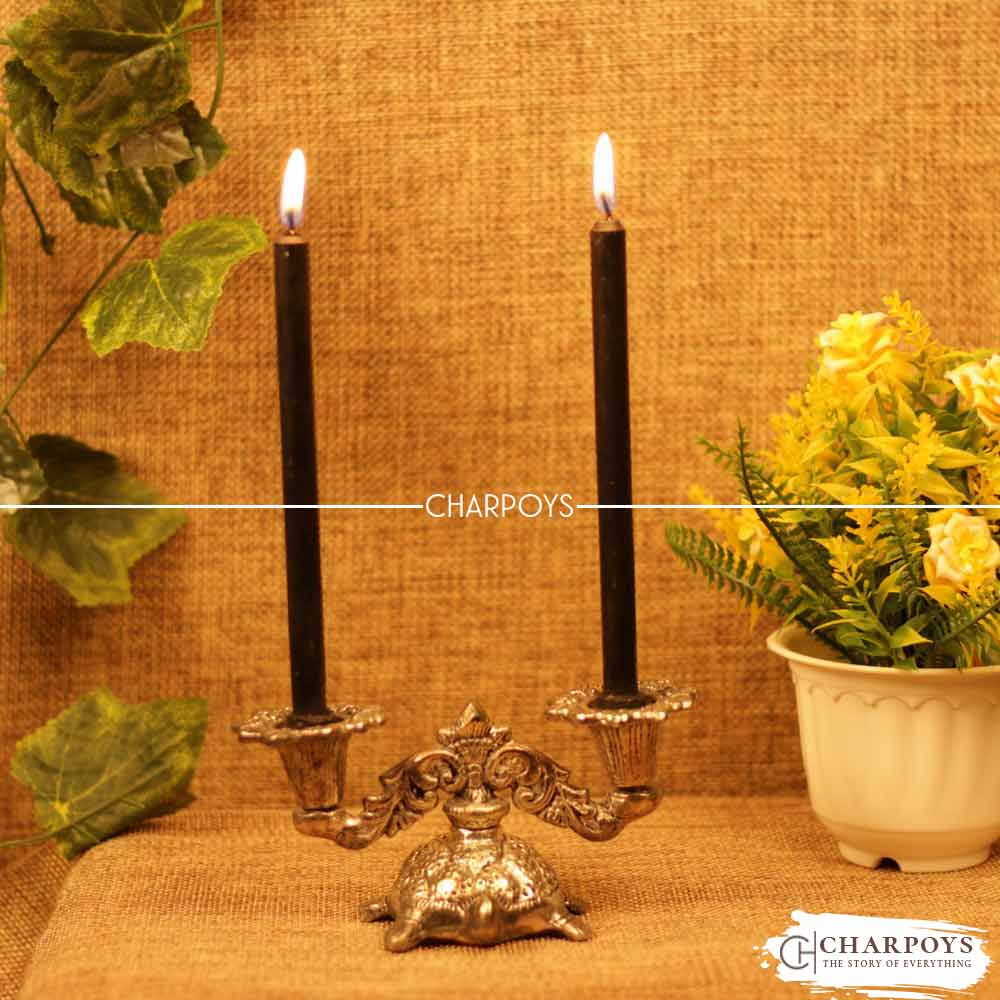 Metal Tortoise double Candle Holder