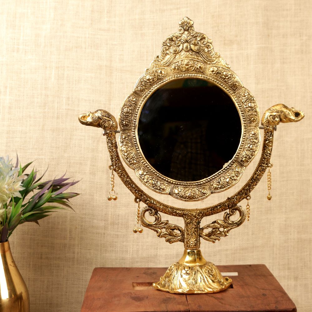 Buy Antique Mirror with elephant Decorative Handicrafts