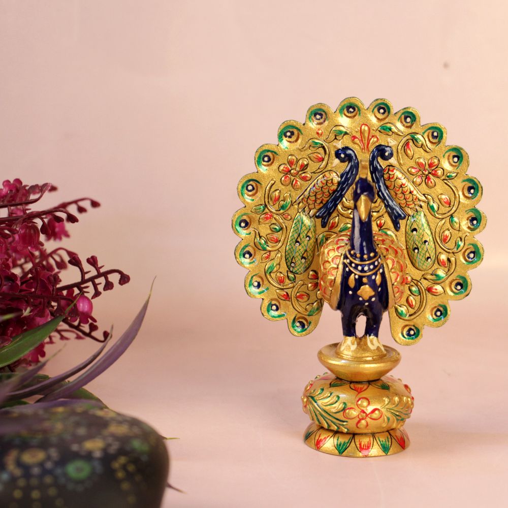 Wooden Printed Peacock Small 4 INCH wooden-printed-peacock-small-4-inch