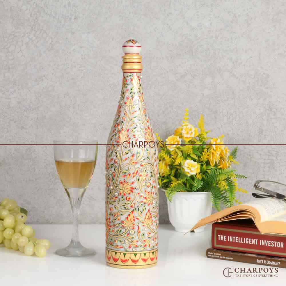 Marble Painted Wine Bottle