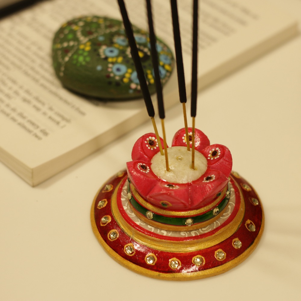 Marble Flower Agarbatti Stand