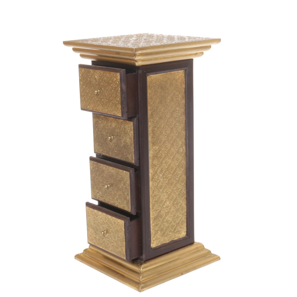 4 DRAWER BRASS STOOL