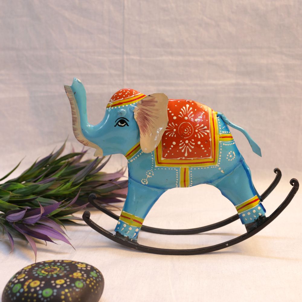 IRON PAINTED ROCKING ELEPHANT