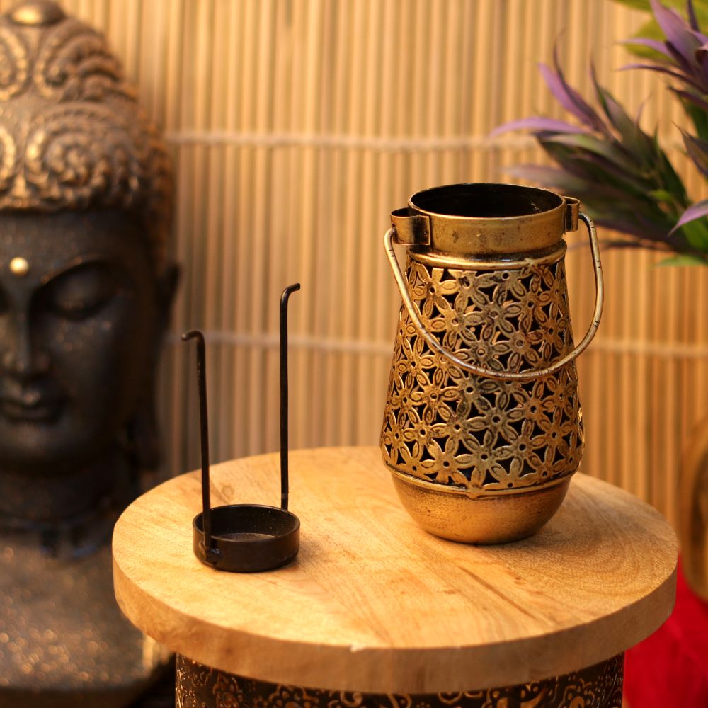 IRON PAINTED TEA LIGHT LONG ROUND SMALL