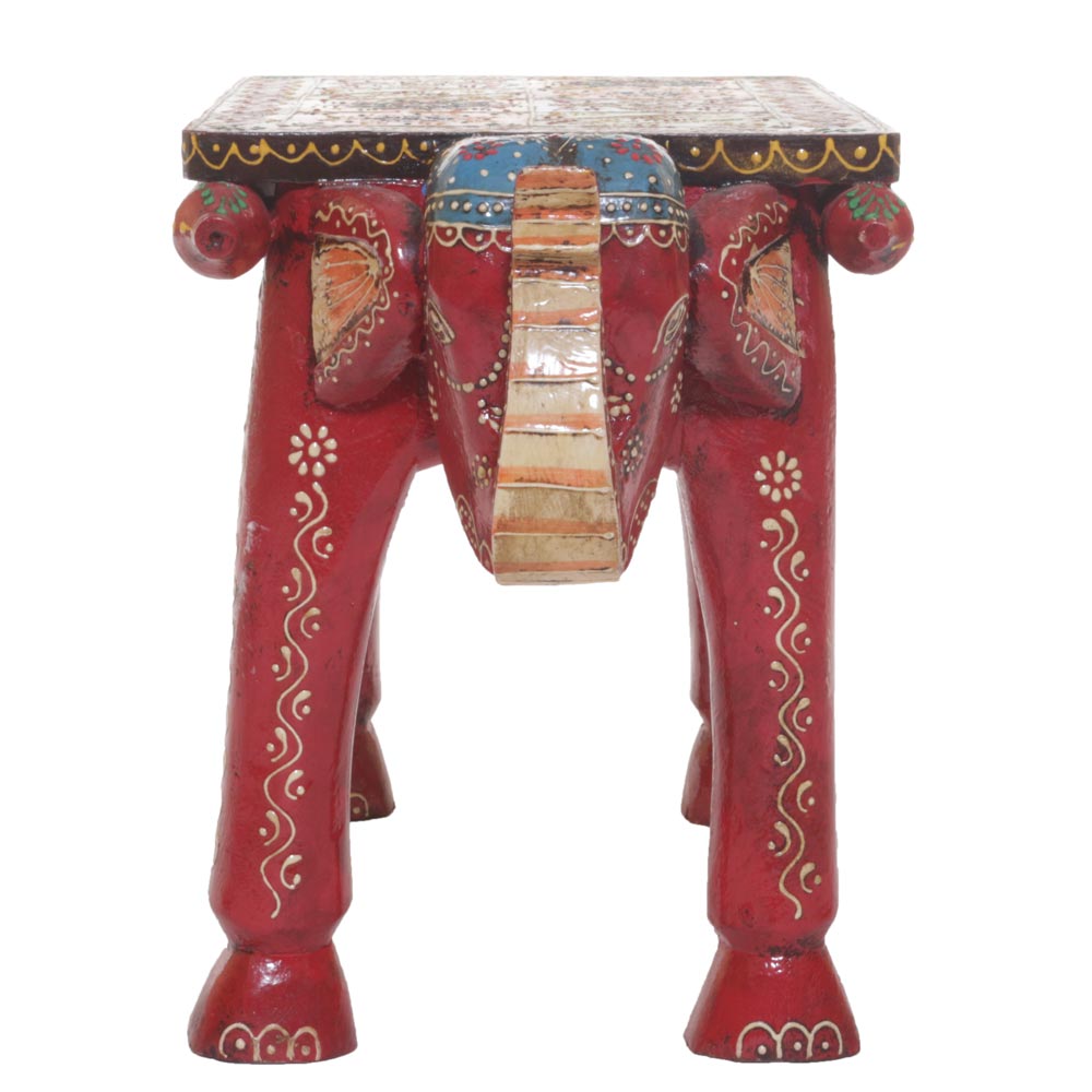 WOODEN ELEPHANT COLORFUL BENCH