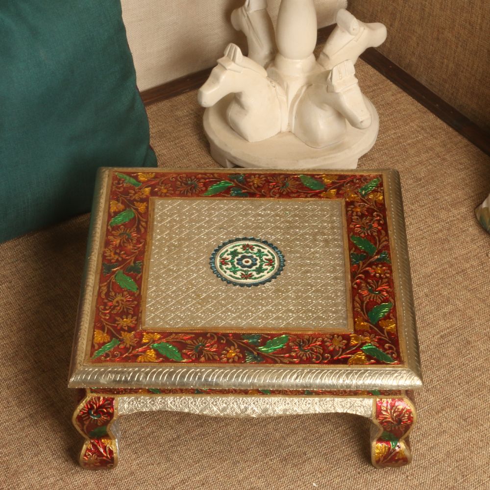 SILVER EMBOSE CHOWKI 16X16