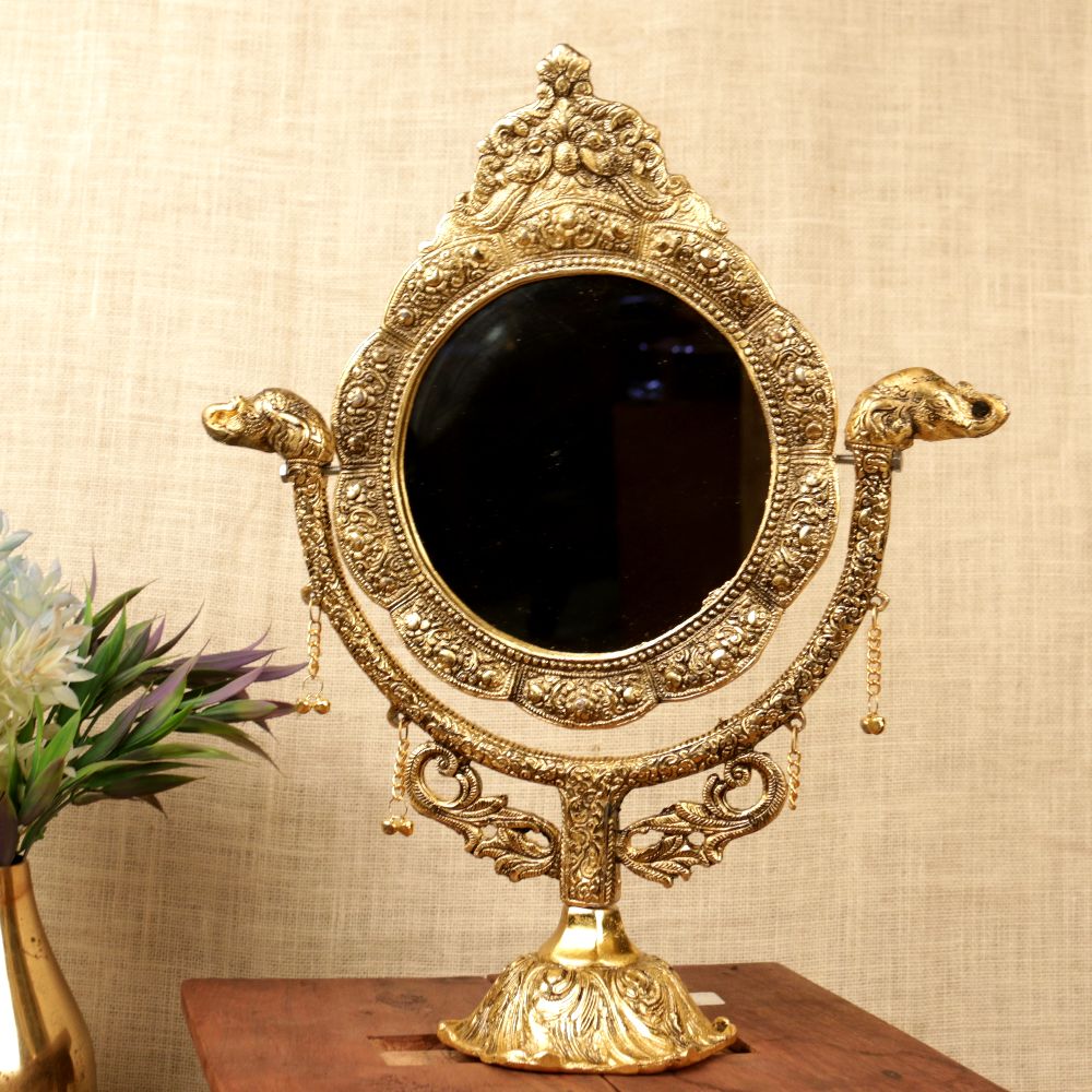 Buy Antique Mirror with elephant Decorative Handicrafts