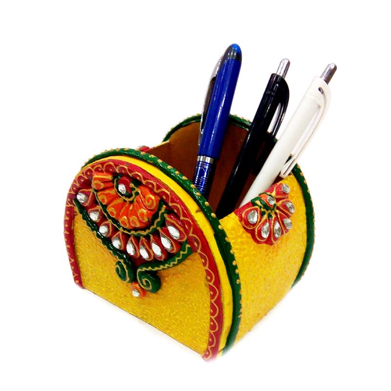 Buy Amazing wooden kundan D pen stand | Decorative Handicrafts