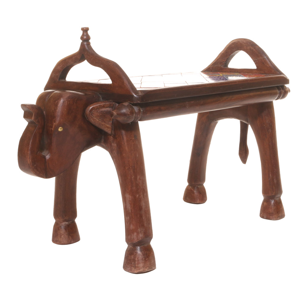 WOODEN ELEPHANT BENCH