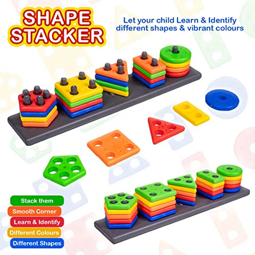 Shape Stacker Geometric Blocks Stacker Shape Sorter Column Puzzle